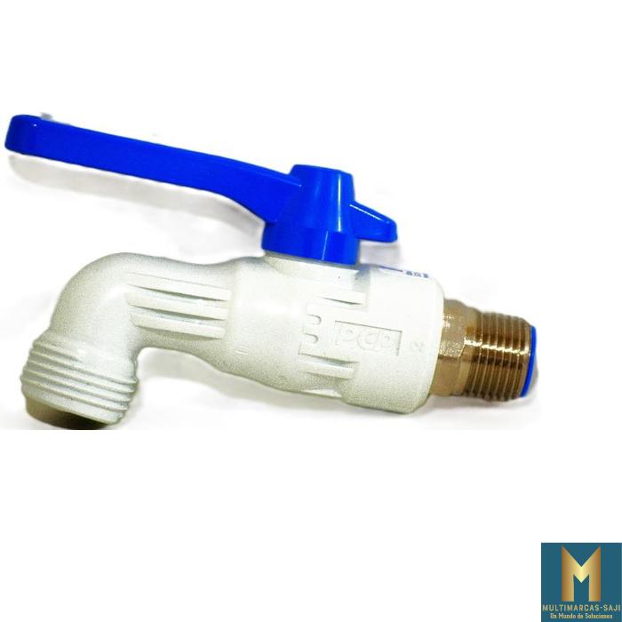 Llave jardin reforzada PVC esfera 1/2" c/rosca macho metalica azul  PCP