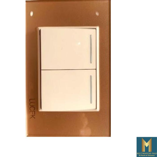 Placa c/2 inter sencillos de 1.5 modulos cristal blanco blanco