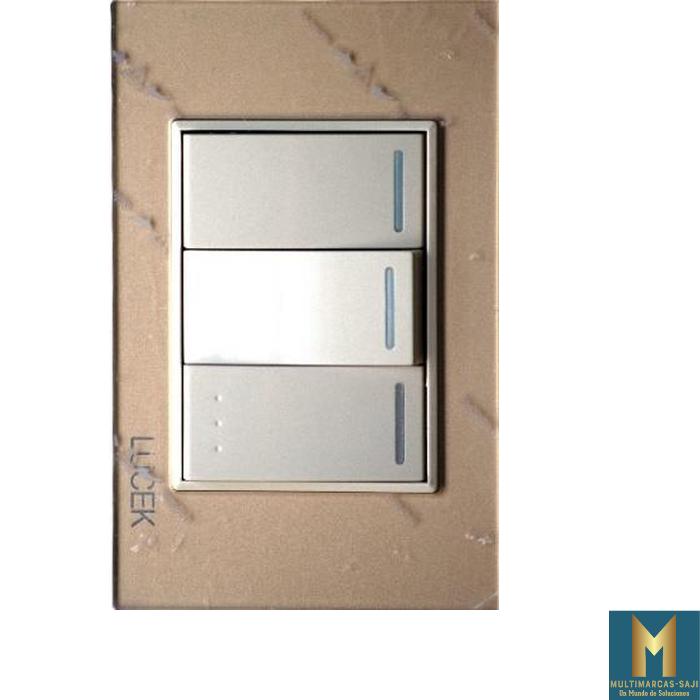 Placa met 2 inter sencillos y 1 de escalera 1 modulo anodizado